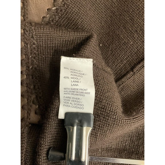 VTG Anne Klein Womens Wool Suede Cardigan M Brown 90s Fairy Goblincore Retro - Picture 4 of 6